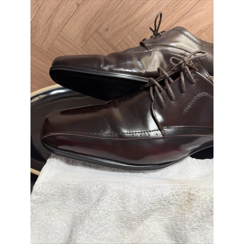 Stacy Adams Men's Brown Leather Oxford Dress Shoes Square Toe Lace Up Sz 14 W